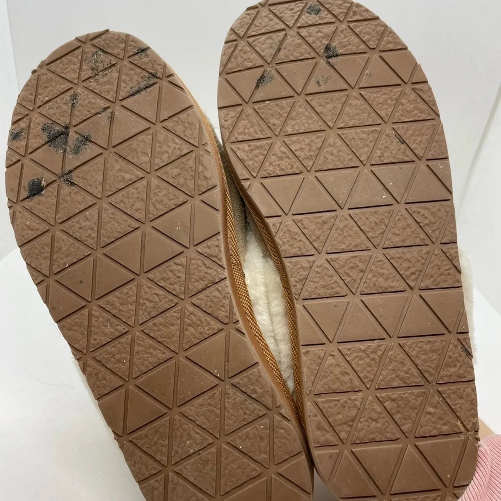 Portland Boot Company Fur Lining Brown Leather Slip On Slippers Size 6 - Picture 8 of 8